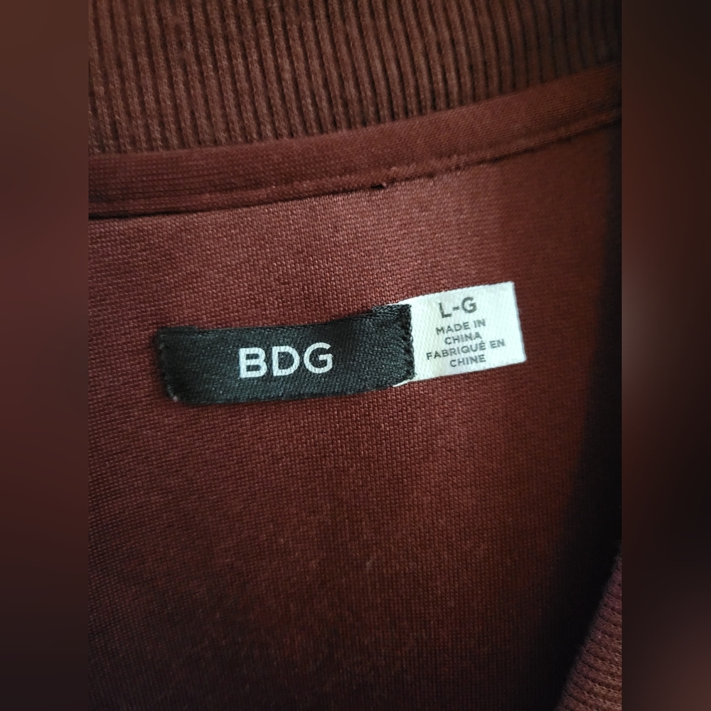 BDG Urban Outfitters V-Neck Oversized Sweatshirt French Terry Burgundy Large - Picture 3 of 8